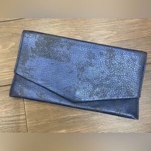 Cole Haan blue distressed leather clutch Blue